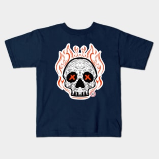 Flaming Death Skull of Death Kids T-Shirt